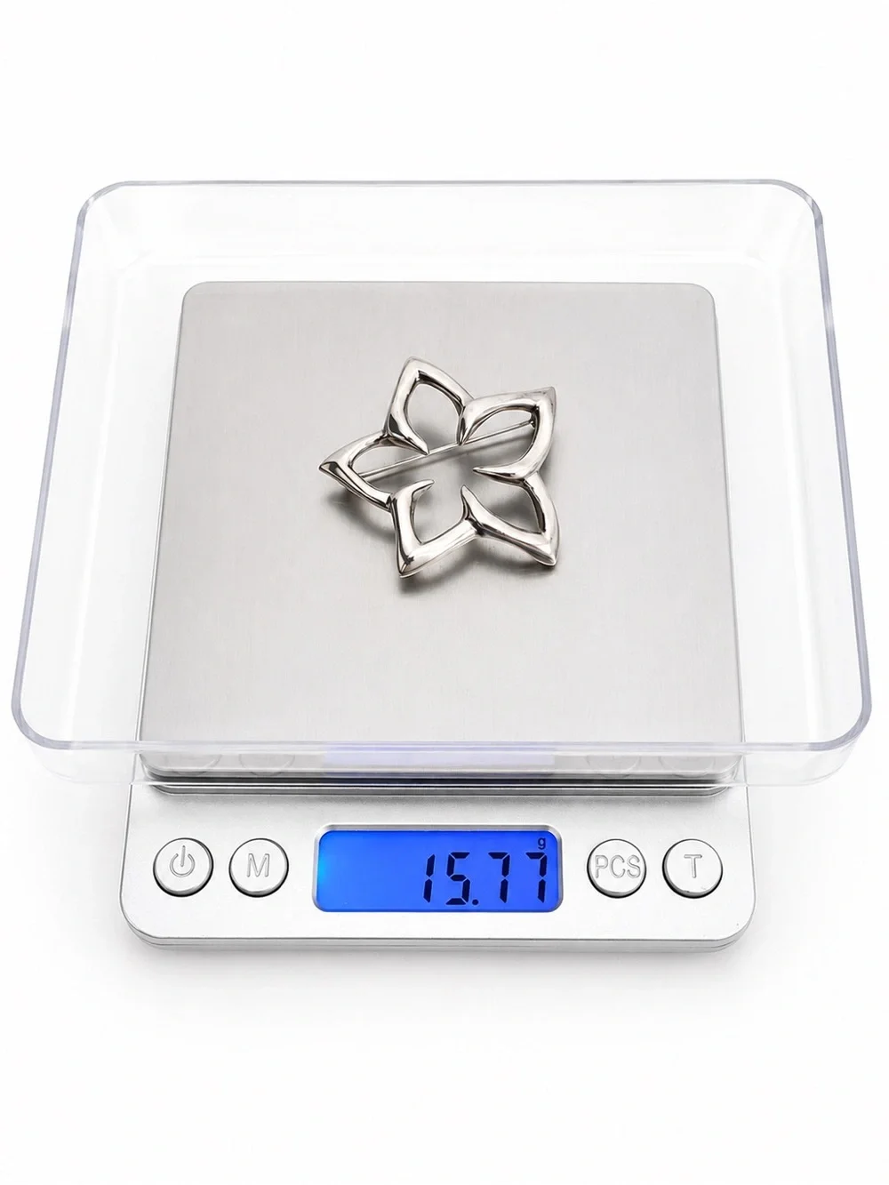 Vintage Tiffany & Co. Star Plumeria Open Flower Brooch Pin Sterling Silver 1.75”
